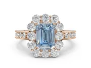 Emerald Cut Vintage Halo Engagement Ring Setting for a Fancy Blue Lab-Grown Diamond | Rose Gold
