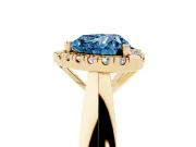 Heart-Shaped Halo Engagement Ring Setting for a Fancy Blue Lab-Grown Diamond | Square Profile Band | Yellow Gold