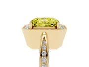 Radiant Cut Milgrain Halo Engagement Ring Setting for a Fancy Yellow Lab-Grown Diamond | Side Stones | Yellow Gold