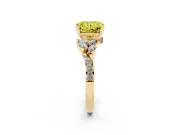 Fancy Yellow Radiant Cut Diamond Solitaire Ring Set in Yellow gold with Marquise Twist Band and Prong Setting