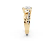 Heart-Shaped Graduated Channel Bypass Engagement Ring Setting | Split Shank | Yellow Gold