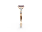 Emerald Cut Tapered Baguette Engagement Ring Setting for a Fancy Pink Lab-Grown Diamond | Rose Gold