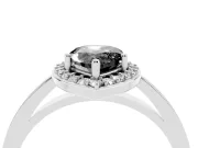 Fancy Black Pear Cut Diamond Halo Ring Set in Silver with Solitaire Band and Prong Setting