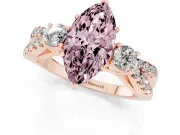 Marquise Three Stone Engagement Ring Setting for a Fancy Pink Lab-Grown Diamond | Rose Gold