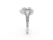 Pear-Shaped Double Halo Split Shank Engagement Ring Setting | Pavé Shoulders | Platinum