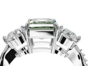 Asscher Cut Three Stone Engagement Ring Setting for a Fancy Green Lab-Grown Diamond | Tapered Pave Band | Platinum