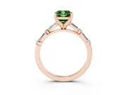 Fancy Green Cushion Cut Diamond Solitaire Set in Rose gold with Side Baguettes and Channel Set Band