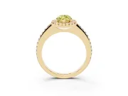 Marquise Pave Halo Engagement Ring Setting for a Fancy Yellow Lab-Grown Diamond | Pave Band | Yellow Gold