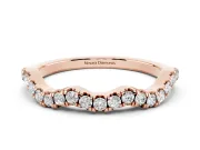Round Lab-Grown Diamond Wavy Curved Pavé Wedding Band | Shared Prongs | Rose Gold