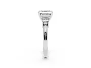 Three-Stone Asscher Cut Diamond Ring Set in Silver with Prong Setting and Plain Band