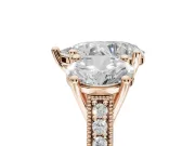 Pear-Shaped Vintage Three Stone Engagement Ring Setting | Graduated Pavé | Rose Gold