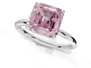 Asscher Cut Hidden Halo Ring Setting for a Fancy Pink Lab-Grown Diamond | Platinum