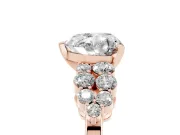 Heart-Shaped Side Stone Engagement Ring Setting | Two-Row Shoulder Clusters | Rose Gold