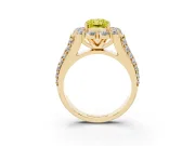 Radiant Cut Large Accent Halo Engagement Ring Setting for a Fancy Yellow Lab-Grown Diamond | Yellow Gold