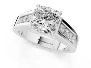 Cushion Cut Channel-Set Engagement Ring Setting | Princess Side Stones | Platinum