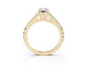 Emerald Cut Graduated Pave Split Shank Engagement Ring Setting | V Split Shoulders | Yellow Gold