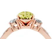 Fancy Yellow Three-Stone Pear Cut Diamond Twist Band Ring Set in Rose gold with Pavé Accents and Prong Setting