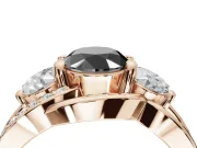 Oval Three Stone Split Shank Engagement Ring Setting for a Black Center | Matching Sides | Rose Gold
