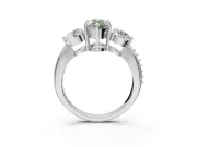 Pear-Shaped Three Stone Engagement Ring Setting for a Fancy Green Lab-Grown Diamond | Tapered Pave Band | Platinum