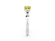 Fancy Yellow Cushion Cut Diamond Solitaire Engagement Ring Set in White gold with Flat Band and Prong Setting
