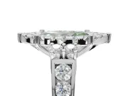 Marquise Halo Engagement Ring Setting for a Fancy Green Lab-Grown Diamond | Graduated Channel Band | Sterling Silver