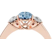 Pear-Shaped 3 Stone Engagement Ring Setting for a Fancy Blue Lab-Grown Diamond | Rose Gold