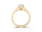 Oval Cut Diamond Solitaire Ring Set in Yellow gold with Channel-Set Band and Prong Setting