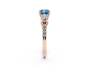 Cushion Cut Three-Stone Engagement Ring Setting for a Fancy Blue Lab-Grown Diamond | Rose Gold