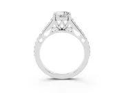 Oval Graduated Pave Cathedral Solitaire Engagement Ring Setting | Scroll Cut-Outs | Platinum