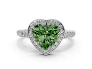 Heart-Shaped Framed Halo Engagement Ring Setting for a Fancy Green Lab-Grown Diamond | Platinum