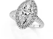 Marquise Halo Engagement Ring Setting | Pave Shoulders | Platinum
