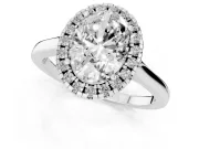 Oval Halo Engagement Ring Setting | Flat Tapered Band | White Gold