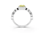 Fancy Yellow Oval Cut Diamond Milgrain Marquise Twist Band Ring Set in Platinum with Prong Setting