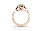 Emerald Cut Halo Pavé Engagement Ring Setting for a Fancy Yellow Lab-Grown Diamond | Narrow Split Shank | Rose Gold