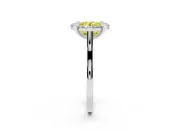 Round Claw Corner Halo Engagement Ring Setting for a Fancy Yellow Lab-Grown Diamond | Slim Plain Band | Sterling Silver