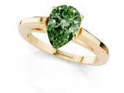 Pear-Shaped Solitaire Engagement Ring Setting for a Fancy Green Lab-Grown Diamond | Stepped Flat Band | Yellow Gold