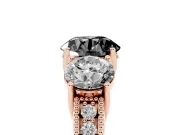 Round Vintage Three Stone Engagement Ring Setting for a Black Center | Rose Gold