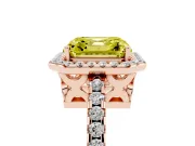 Asscher Cut Pave Halo Engagement Ring Setting for a Fancy Yellow Lab-Grown Diamond | Rose Gold
