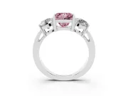 Princess Cut Three Stone Engagement Ring Setting for a Fancy Pink Lab-Grown Diamond | Wide Plain Band | Platinum