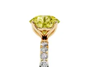Round Pave Engagement Ring Setting for a Fancy Yellow Lab-Grown Diamond | Slim Band | Yellow Gold