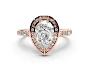 Pear-Shaped Sectioned Halo Engagement Ring Setting | Pavé Gallery and Band | Rose Gold