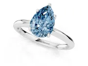 Fancy Blue Pear Cut Diamond Solitaire Engagement Ring Set in Platinum with Prong Setting and Polished Band