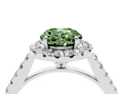 Oval Halo Engagement Ring Setting for a Fancy Green Lab-Grown Diamond | Pave Shoulders | White Gold