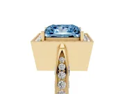 Princess Cut Milgrain Halo Engagement Ring Setting for a Fancy Blue Lab-Grown Diamond | Side Stones | Yellow Gold