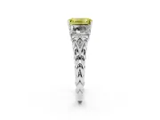 Fancy Yellow Emerald Cut Diamond Three-Stone Ring Set in Silver with Braided Band