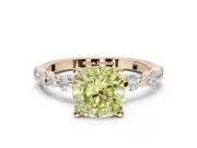 Cushion Cut Pavé Engagement Ring Setting for a Fancy Yellow Lab-Grown Diamond | Alternating Accents | Rose Gold