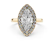 Marquise Thin Halo Engagement Ring Setting | Plain Polished Band | Yellow Gold