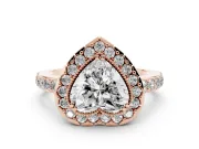 Heart-Shaped Vintage Milgrain Halo Engagement Ring Setting | Pierced Gallery | Rose Gold