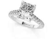 Radiant Cut Hidden Halo Pave Engagement Ring Setting | Claw Prongs | Platinum