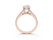 Marquise Hidden Halo Pave Engagement Ring Setting | Claw Prongs | Rose Gold